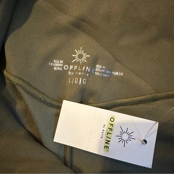 Offline by aerie Real Me‎ High Rise Olive Green 7/8 Ankle Leggings Sz L NEW - Picture 6 of 11